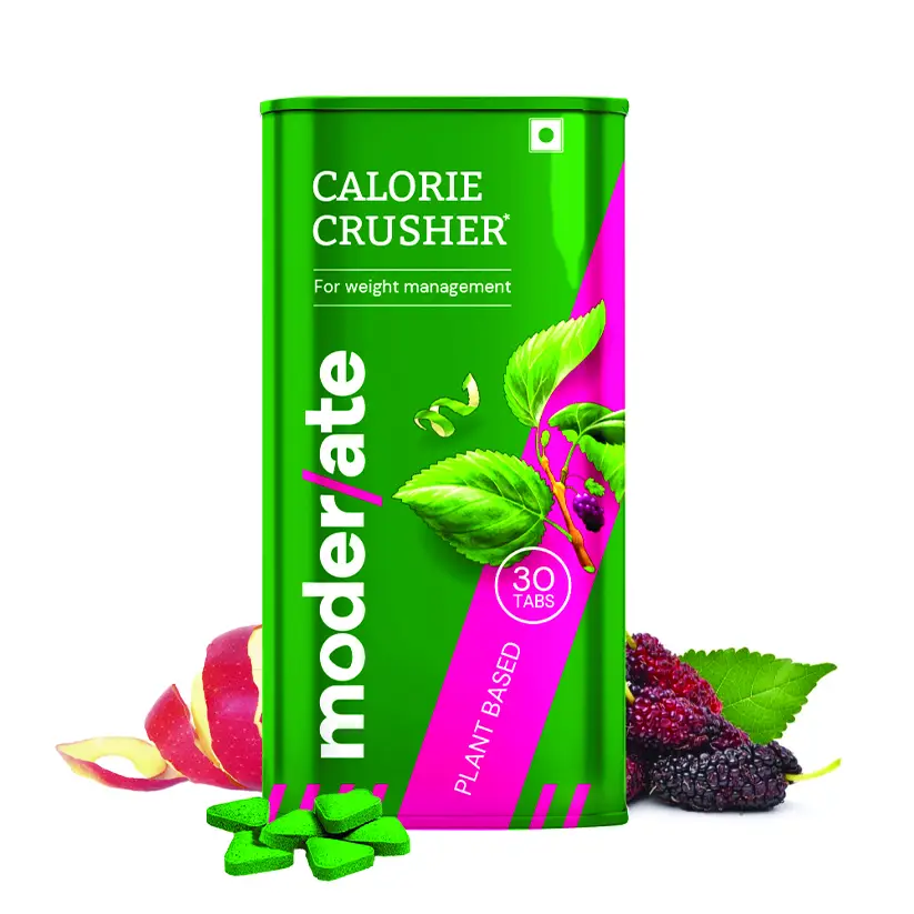 Moderate 100% Botanical Pre-Meal Supplement with Mulberry Leaf Extract, Apple Peel Extract for Sugar Control, Weight and Energy Management - Pack of 1 (30 Tablets)