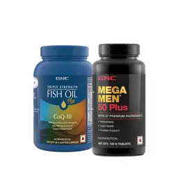 GNC -  Triple Strength Fish Oil+CoQ10 & GNC -  Mega Men Multivitamin for Men 50+ Combo icon