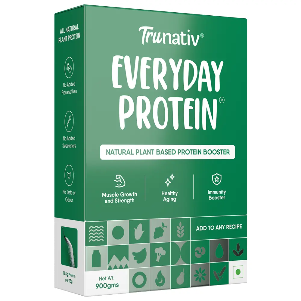 TruNativ Everyday Plant Protein| 13.5g Protein| Soy, Pea & Brown Rice Protein| Keto Friendly| For Men & Women| Cookable Protein| Cook, Bake, Blend| Add to your Daily Meals| All Natural - Unflavoured (900 gm)