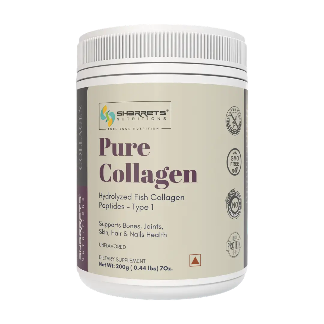 Sharrets Pure Collagen for Skin, Hair & Joints Type 1 Hydrolyzed Fish Collagen Peptides - Pack of 1 (200 gm)