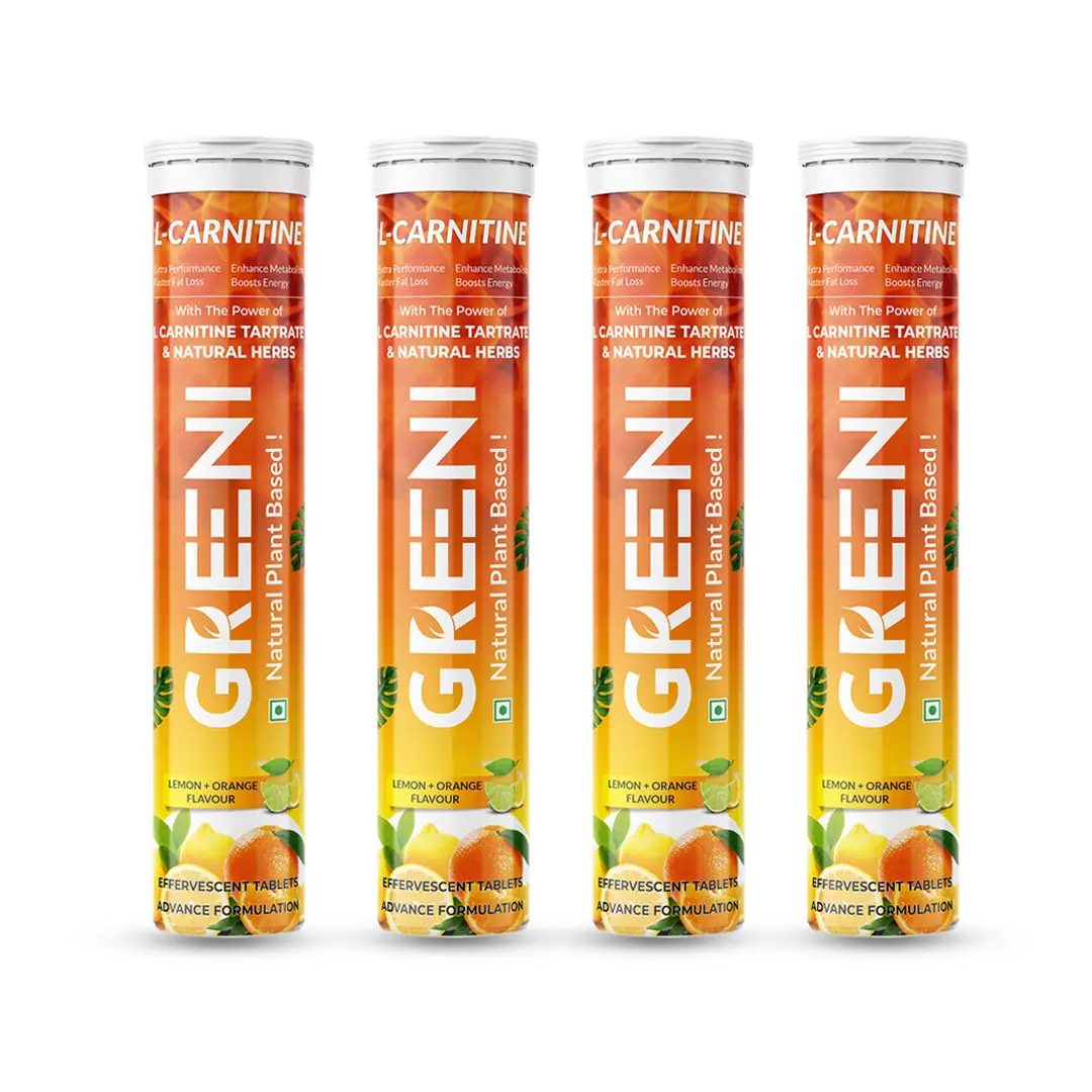 Greeni L Carnitine for Enchancing Metabolism and Boosts Energy
- Pack of 4 (60 Effervescent Tablets)