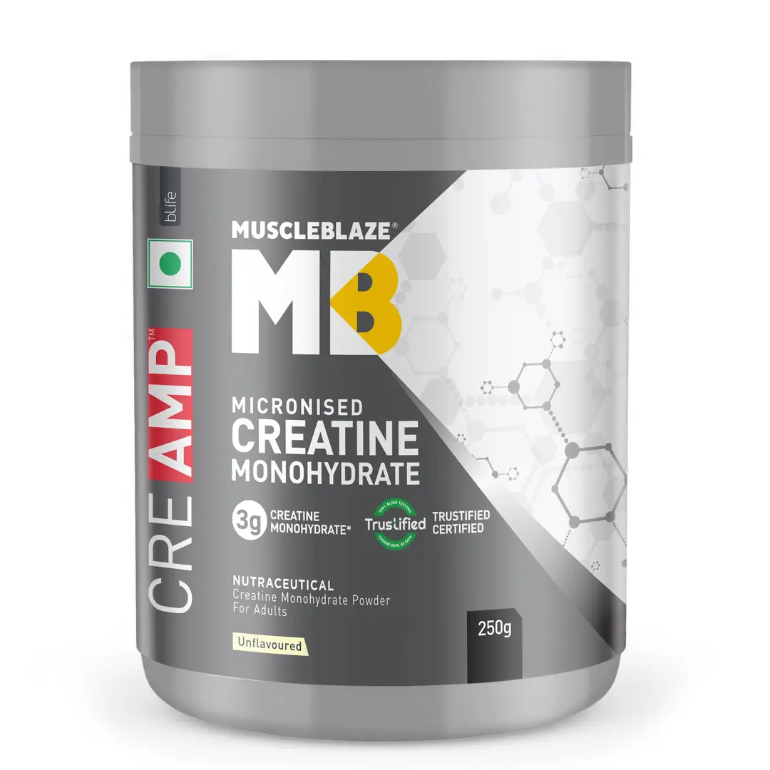 MuscleBlaze Creatine Monohydrate CreAMP Powder for Quick Muscle Recovery - Unflavoured,250 gm