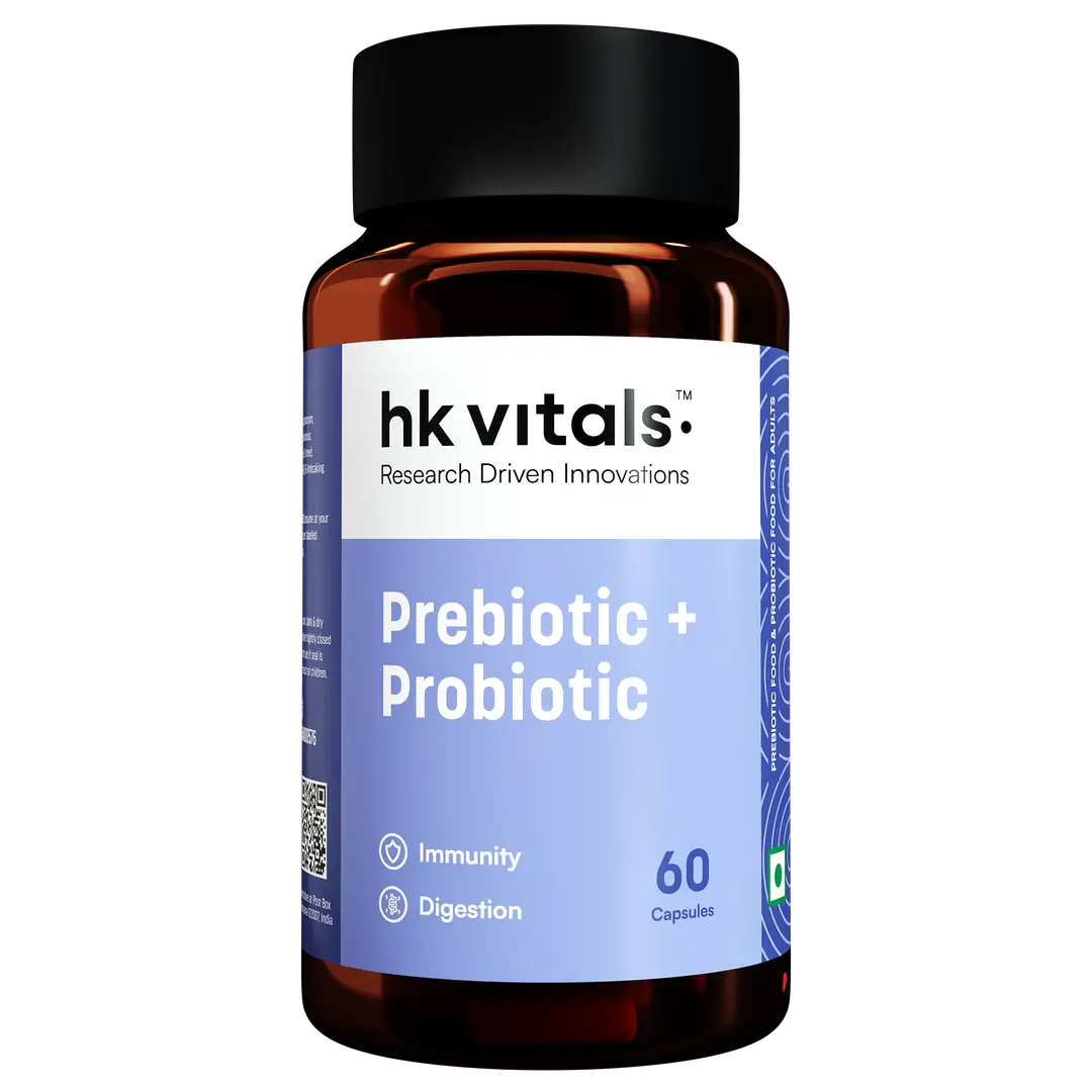 hk vitals Pre & Probiotics (60 Capsules) |With CFU & 100mg Prebiotics | Improves Digestion & Immunity - Pack of 1 (60 Capsules)