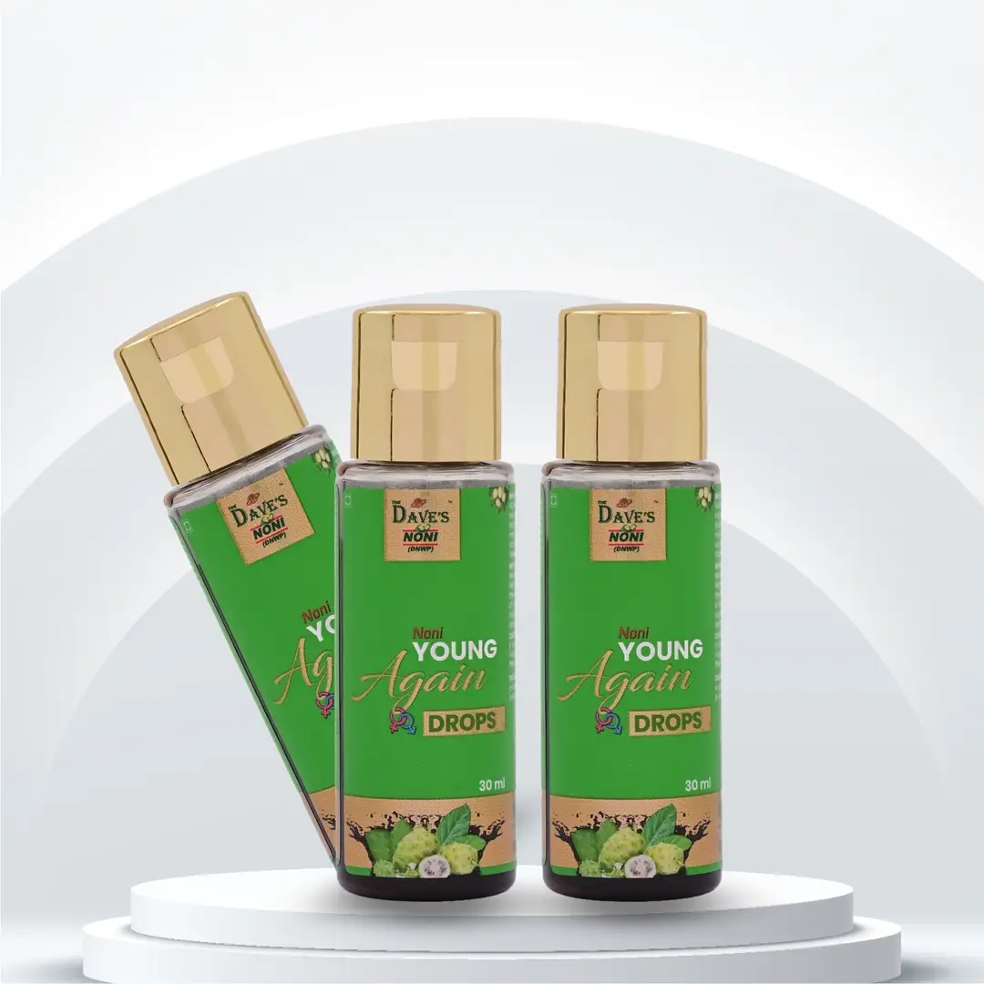 The Dave's Noni Young Again Drops for Boosts Stamina, Vigour & Vitality, Noni Immunity Booster Drops for Male - Pack of 3 (90 ml)