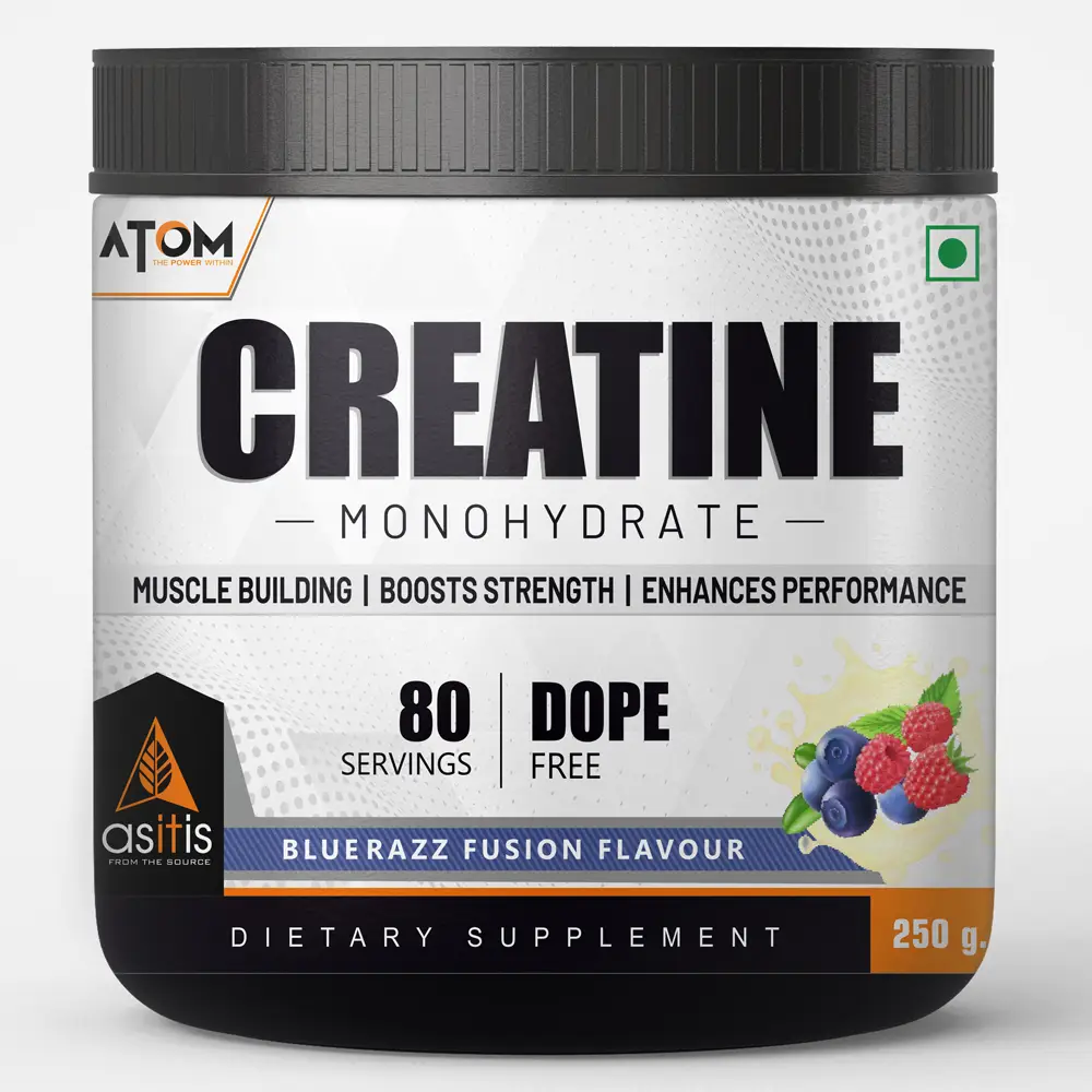AS-IT-IS ATOM Creatine Monohydrate for Increased Strength And Powerful Pumps - Blue Razz