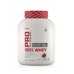 GNC Pro Performance 100% Whey Protein Powder | Boosts Strength & Endurance | Builds Lean Muscles | Fastens Muscle Recovery | Formulated In USA | 24g Protein | 5.5g BCAA icon