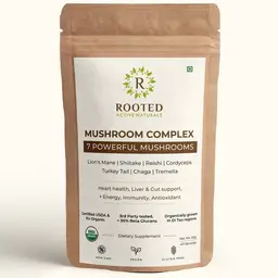 Rooted Active Naturals 7 Mushroom Complex Blend for Heart, Liver, Gut, Energy & Immunity